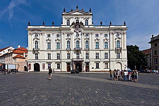 宫殿,城堡广场,城堡区,布拉格,捷克共和国,欧洲