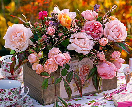 粉色,玫瑰,花束,扫帚,石南