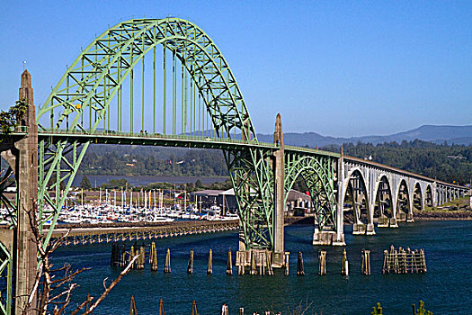 雅奎纳,海湾大桥,跨越,湾,纽波特,俄勒冈,美国