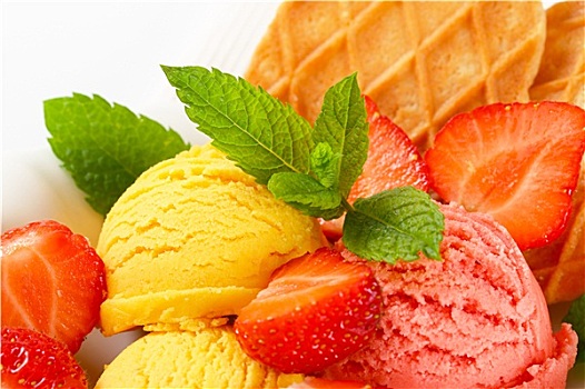 冰淇淋,新鲜,草莓
