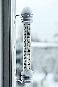 温度计,雪地,二月,读,摄氏度,慕尼黑,巴伐利亚,德国,欧洲