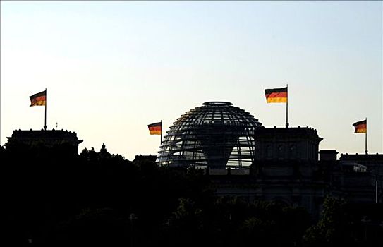 剪影,德国,旗帜,柏林,欧洲