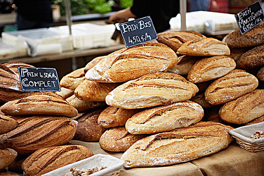 面包,市场,摊亭,普罗旺斯地区艾克斯,罗讷河口省,普罗旺斯,法国