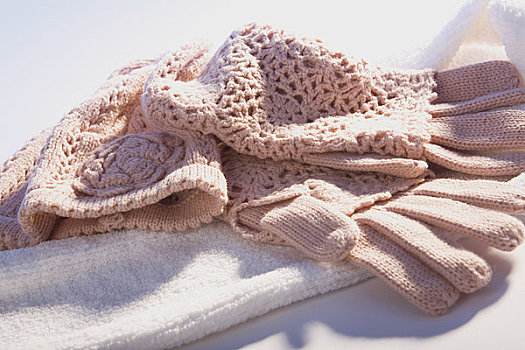 特写,毛织品,手套,毛巾