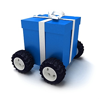 蓝色,礼物,轮子