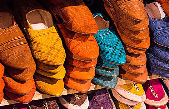 摩洛哥,彩色,阿拉伯,鞋,出售,架子