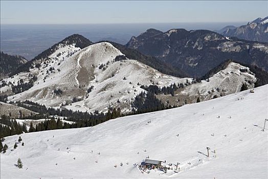 滑雪胜地,冬天,小,雪,巴伐利亚阿尔卑斯山,巴伐利亚,德国,欧洲