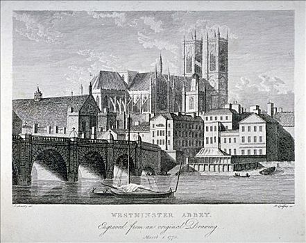 威斯敏斯特教堂,桥,泰晤士河,伦敦
