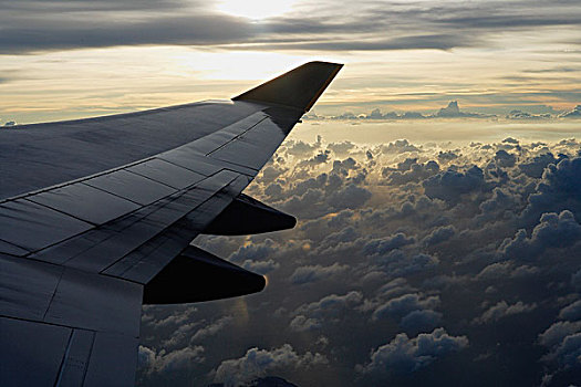 飞机,飞跃,云,翼,窗户