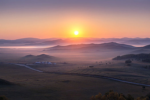 内蒙古大草原,秋季,日出,风光