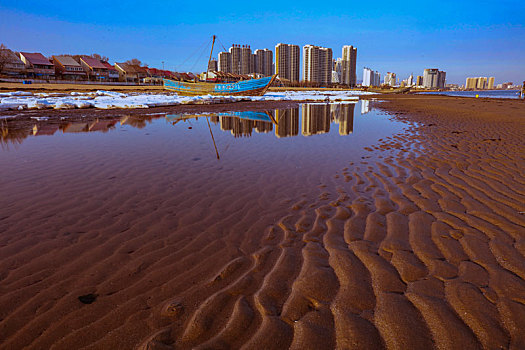 海冰,冬季,大海,北戴河,寒冷,安静,寂静,沙滩,海滩,风光,城市