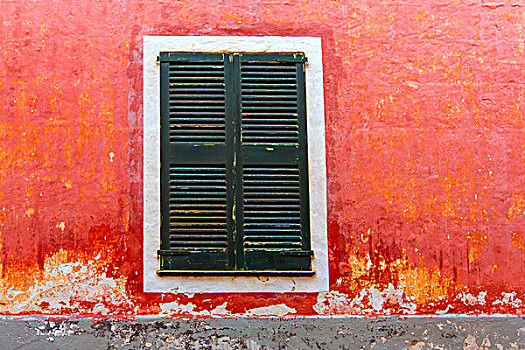 米诺卡岛,红色,低劣,建筑,百叶窗,巴利阿里群岛