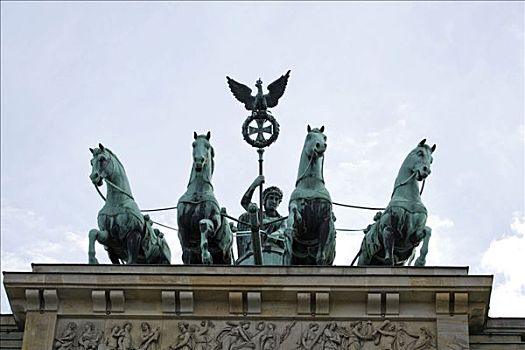 四马二轮战车,雕塑,马车,四个,马,勃兰登堡门,柏林,德国