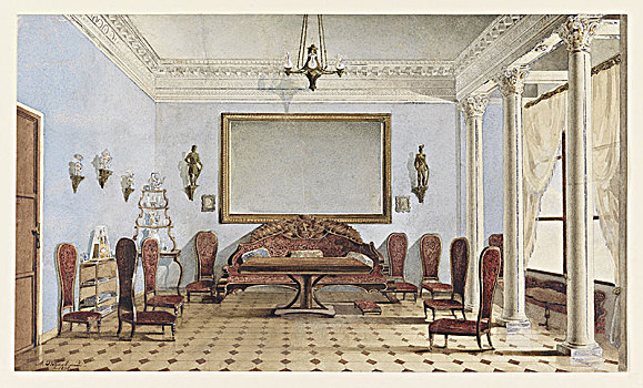 沙龙,室内,1858年,艺术家