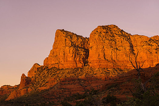 塞多纳,红岩,悬崖,日落