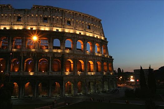 罗马,罗马角斗场,广告,夜晚,意大利,行人,罐,享受,晚间