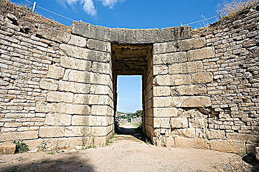 圆形建筑物,墓地,狮子,迈锡尼,希腊