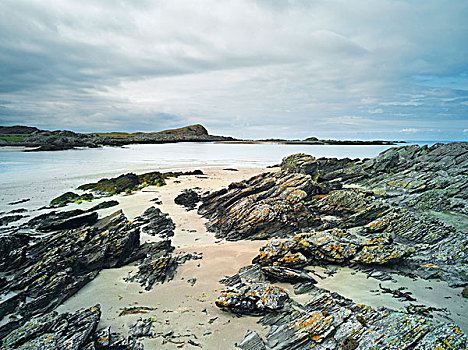 石头,海滩,岛,苏格兰