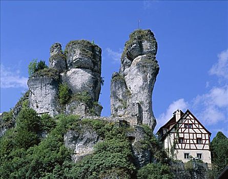 悬崖,小,瑞士,弗兰克尼亚,巴伐利亚,德国