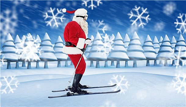 合成效果,图像,喜庆,圣诞老人,滑雪