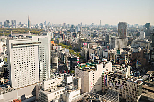 俯拍,东京,足球场,上面,建筑,塔楼,酒店,涩谷,日本