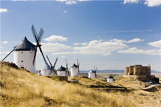 风车,城堡,康斯艾格拉,西班牙