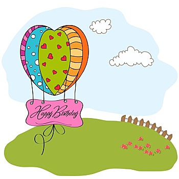 生日快乐,卡,气球