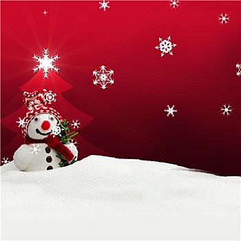 雪人,圣诞快乐,红色