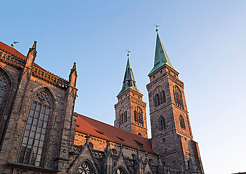 教堂,纽伦堡,中间,弗兰克尼亚,巴伐利亚,德国,欧洲