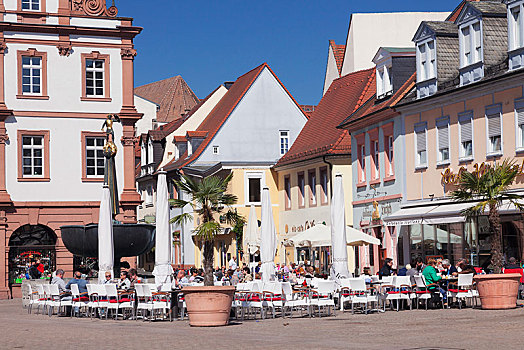街头咖啡馆,施佩耶尔,莱茵兰普法尔茨州,德国,欧洲