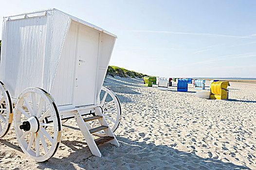 沙滩椅,历史,变化,小屋,手推车,岛屿,北方,德国,欧洲