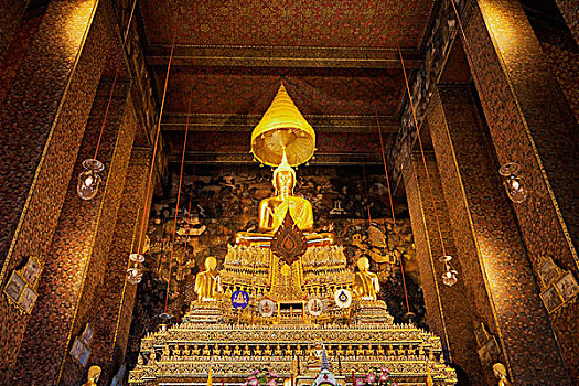 金色,佛像,小教堂,曼谷,泰国