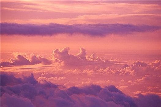 夏威夷,毛伊岛,哈雷阿卡拉火山,粉色,紫色,下午,云