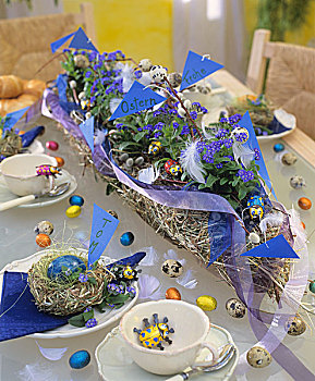 复活节餐桌,装饰,花环,巧克力,蛋