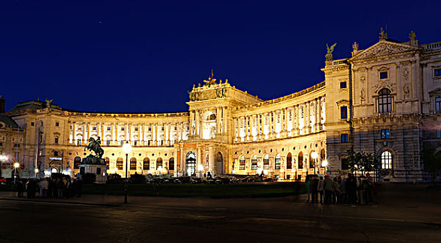 霍夫堡,宫殿,晚上,维也纳,奥地利,欧洲