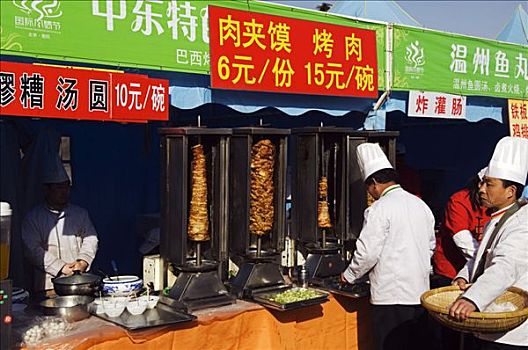 中国,北京,春节,厨师,做饭,烤串,货摊,朝阳区,公园,市集