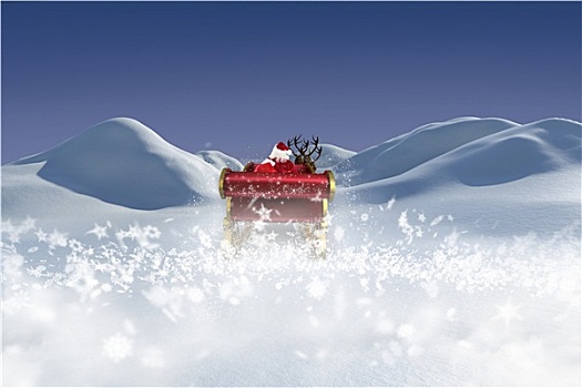 合成效果,图像,圣诞老人,飞,雪撬