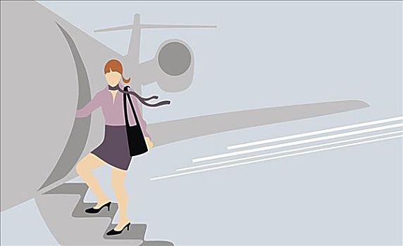 职业女性,乘坐,飞机