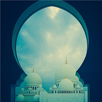 蓝色,白色,伊斯兰,清真寺