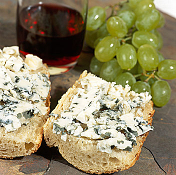 蓝纹奶酪,白色,棍子面包