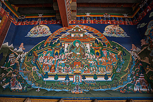 壁画,墙壁,佛教寺庙,不丹