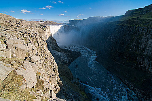 俯拍,瀑布,冰岛