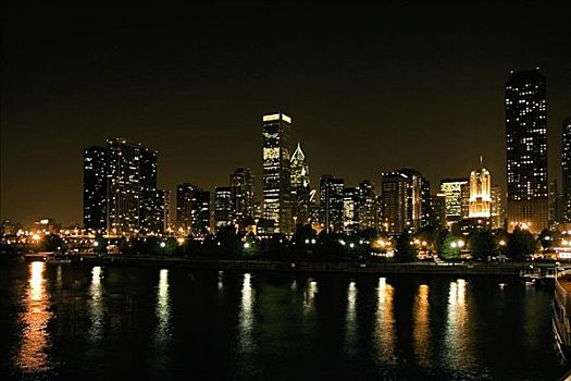建筑,夜晚,芝加哥,伊利诺斯,美国