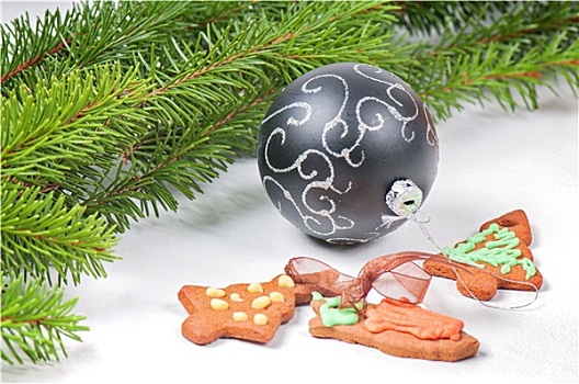 姜饼饼干,圣诞树,球
