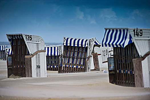 沙滩椅,下萨克森,德国,欧洲
