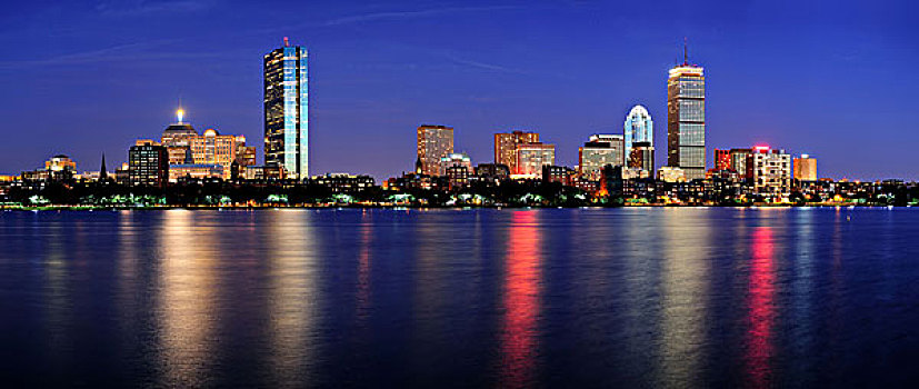 波士顿,夜景,全景