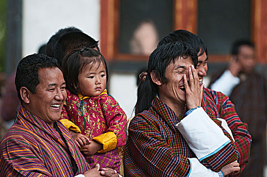 亚洲,不丹,布姆唐,观众,享受,表演,节日