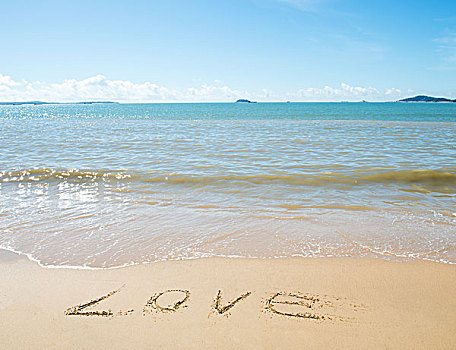 文字,爱情,书写,沙滩