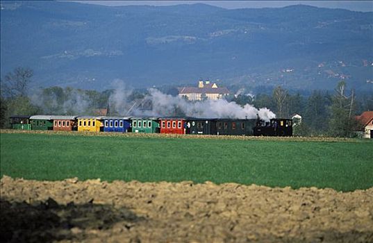蒸汽机,列车,施蒂里亚,奥地利