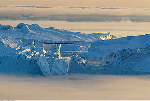 模糊,冰山,迪斯科湾,格陵兰